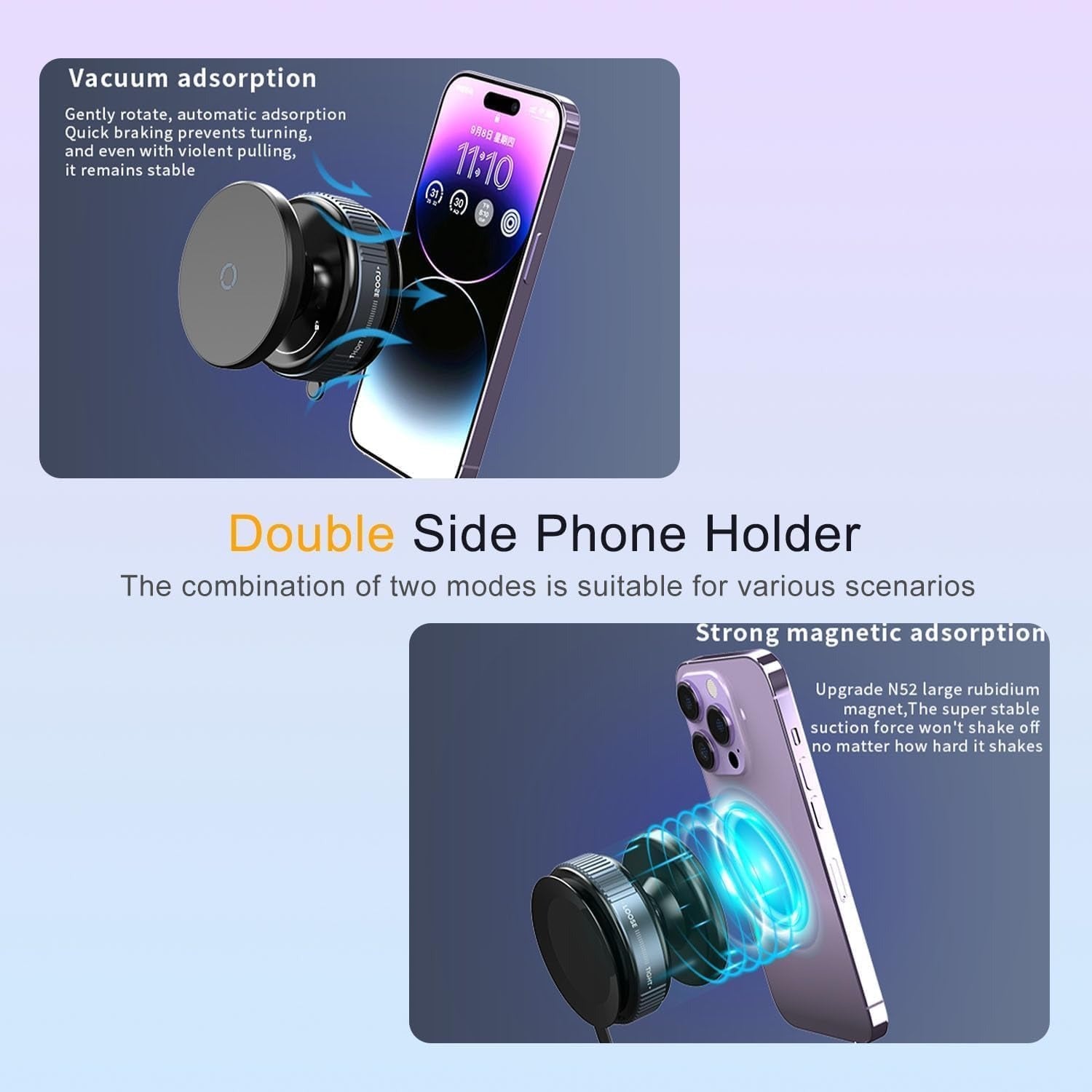 Magnetic Vaccum Car Phone Holder